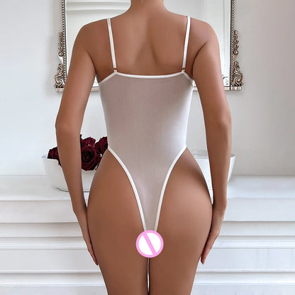 Sexy body florar, transparente y de corte alto