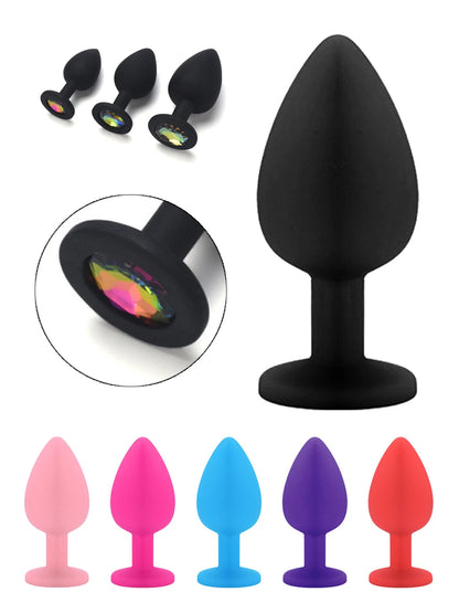Plug anal con joya y diferentes colores